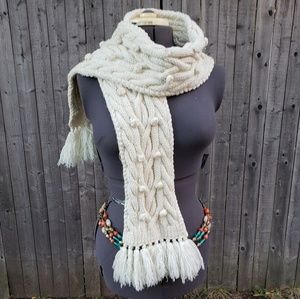 J.Crew handknit cream 100% soft wool scarf